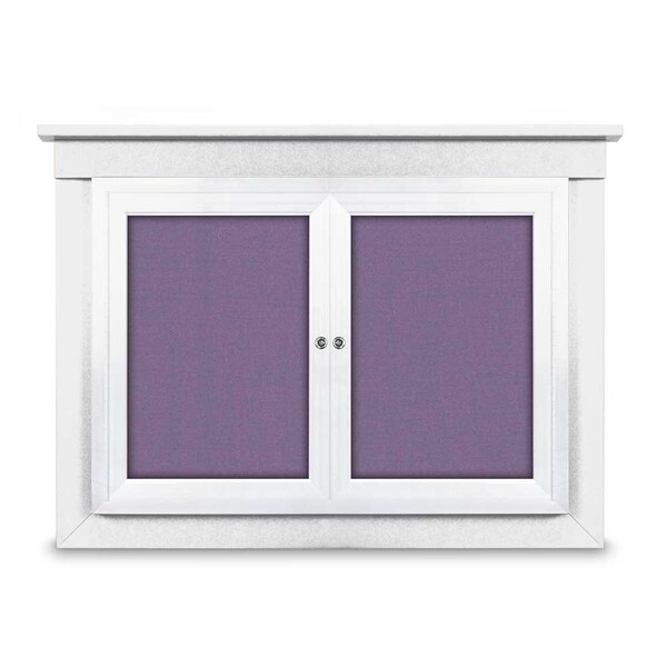 60"x36" 2-Door Enclosed Letterboard, Header, Grey Felt/Lt Oak